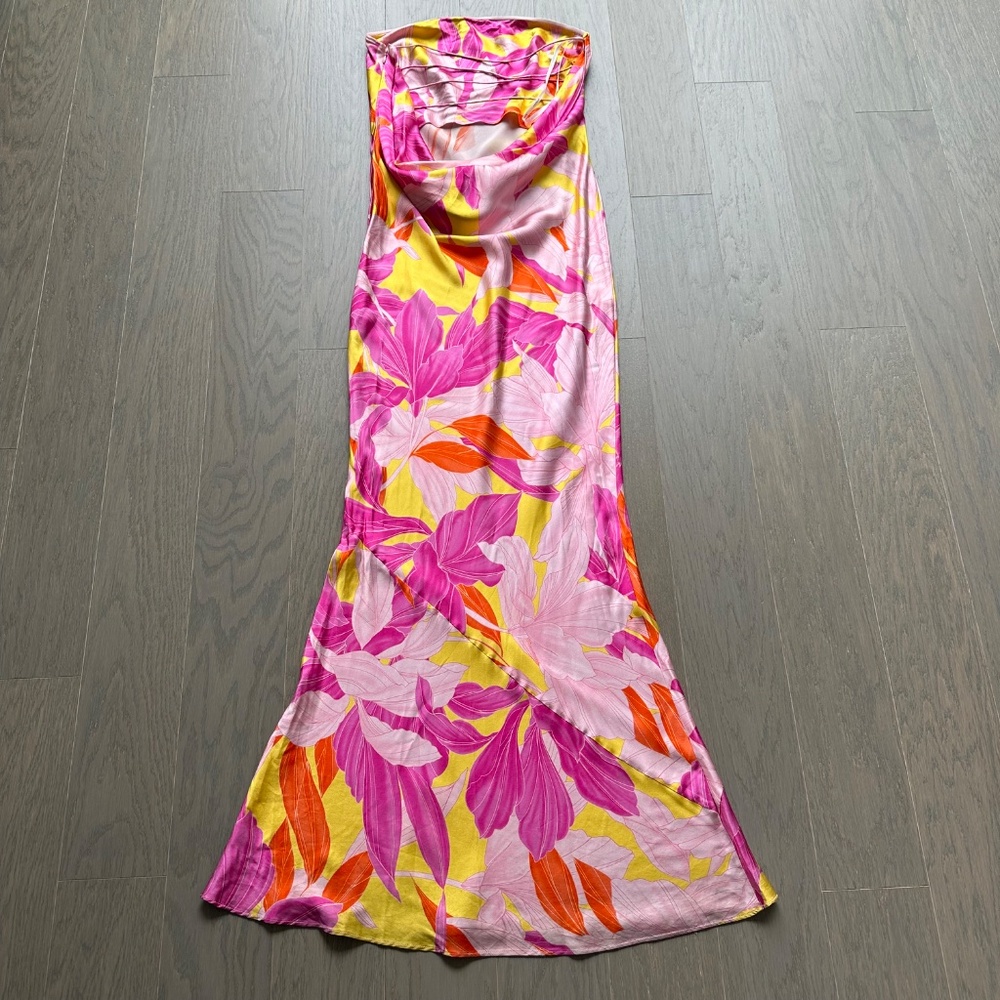 Retrofete Keaton Botanical Floral Silk Strapless Gown Maxi Dress - Picture 5 of 15